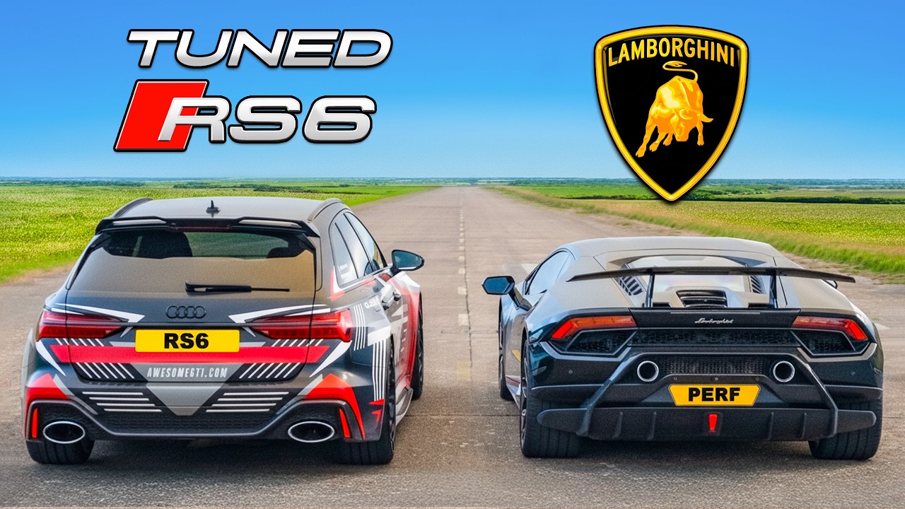 Tuned Audi RS6 v Lambo Huracan Performante: DRAG RACE