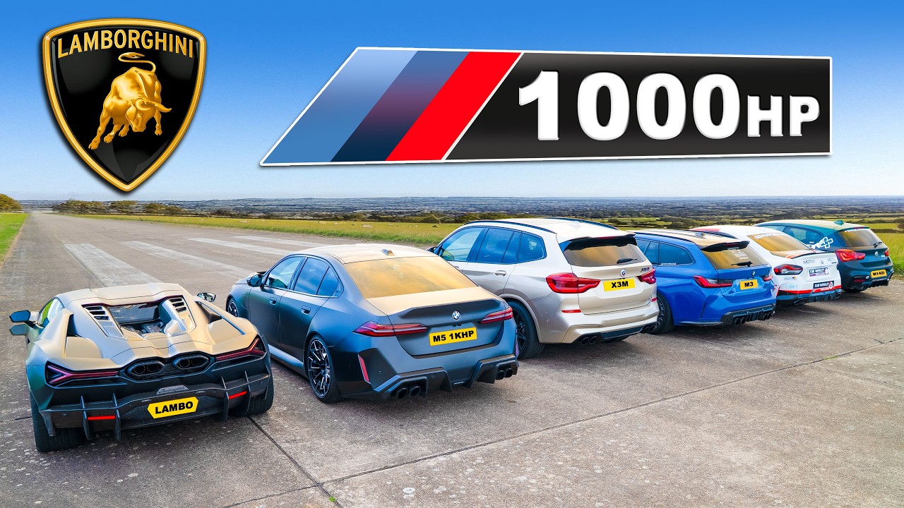 Lambo Revuelto v 1000hp tuned BMWs: DRAG RACE