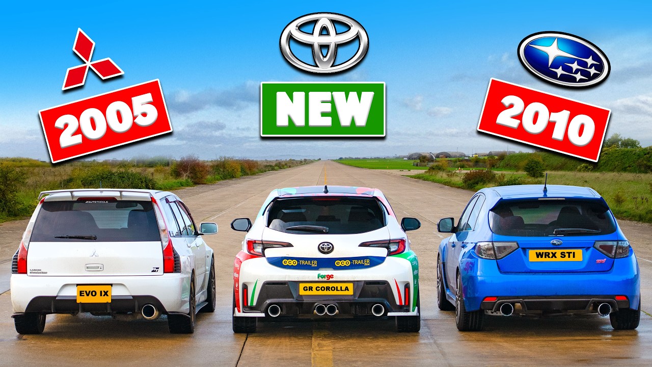 Evo v Impreza v GR Corolla: DRAG RACE