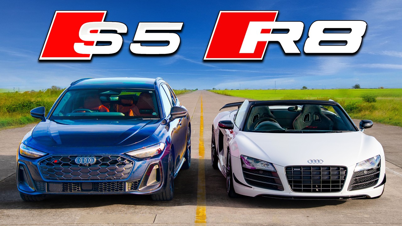 Can the new Audi S5 beat an R8 V10? DRAG RACE