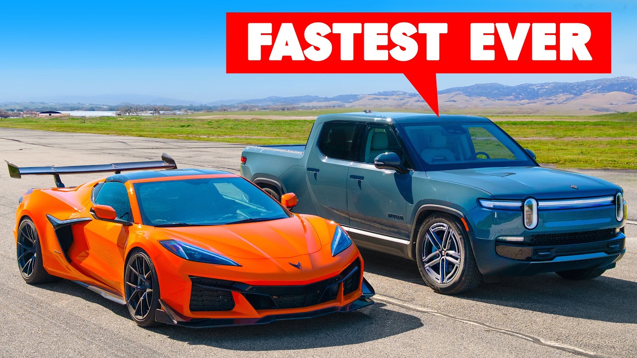 Are supercars POINTLESS? Corvette Z06 v Rivian R1T: DRAG RACE