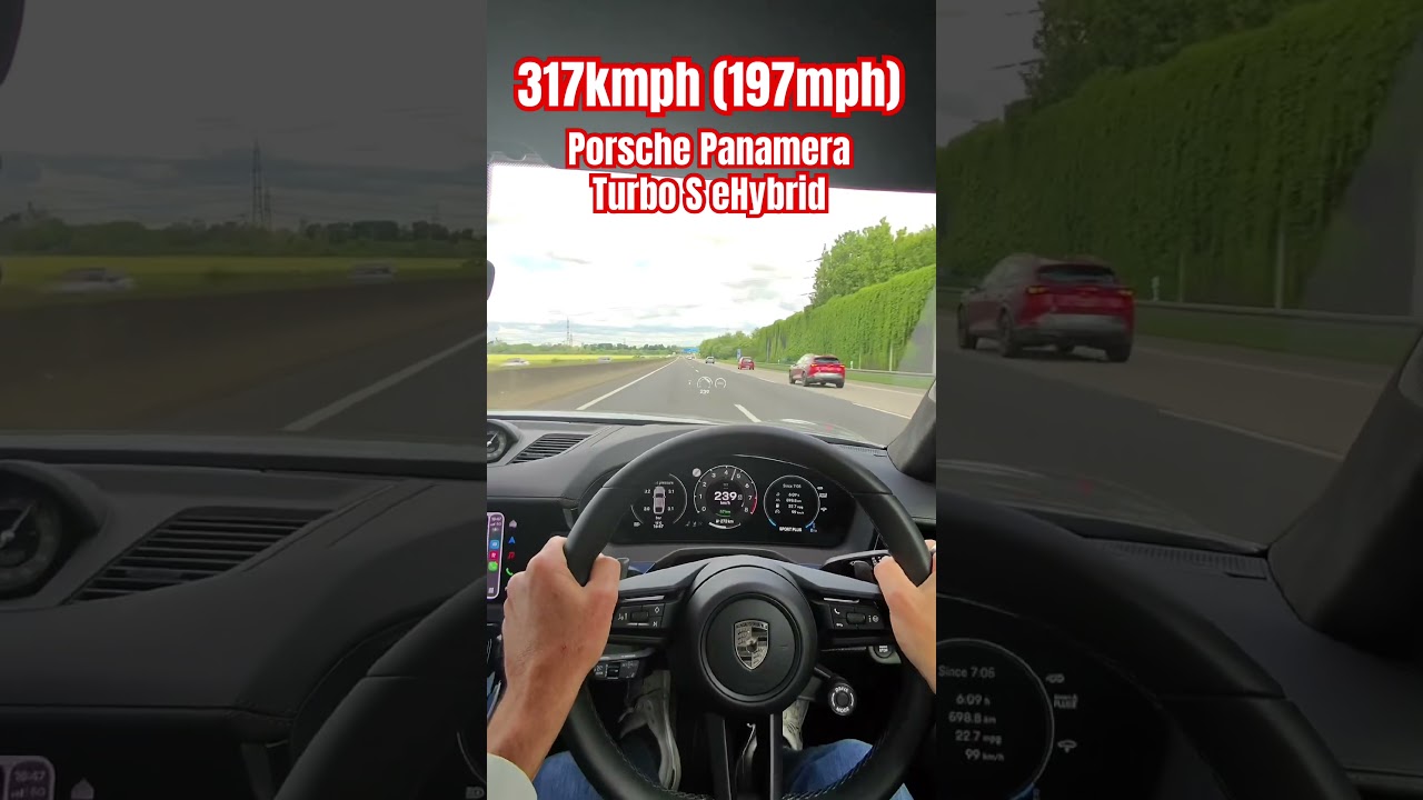 So close to 200mph with NO effort 😮 #shorts #porschepanameraturbos #autobahn #vmax