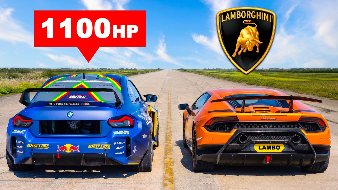 1,100hp M2 v Lambo Huracan Perf: DRAG RACE