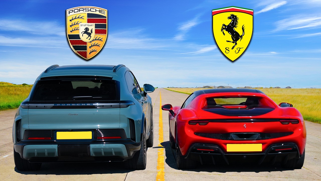 NEW Porsche Cayenne Turbo v Ferrari 296 DRAG RACE