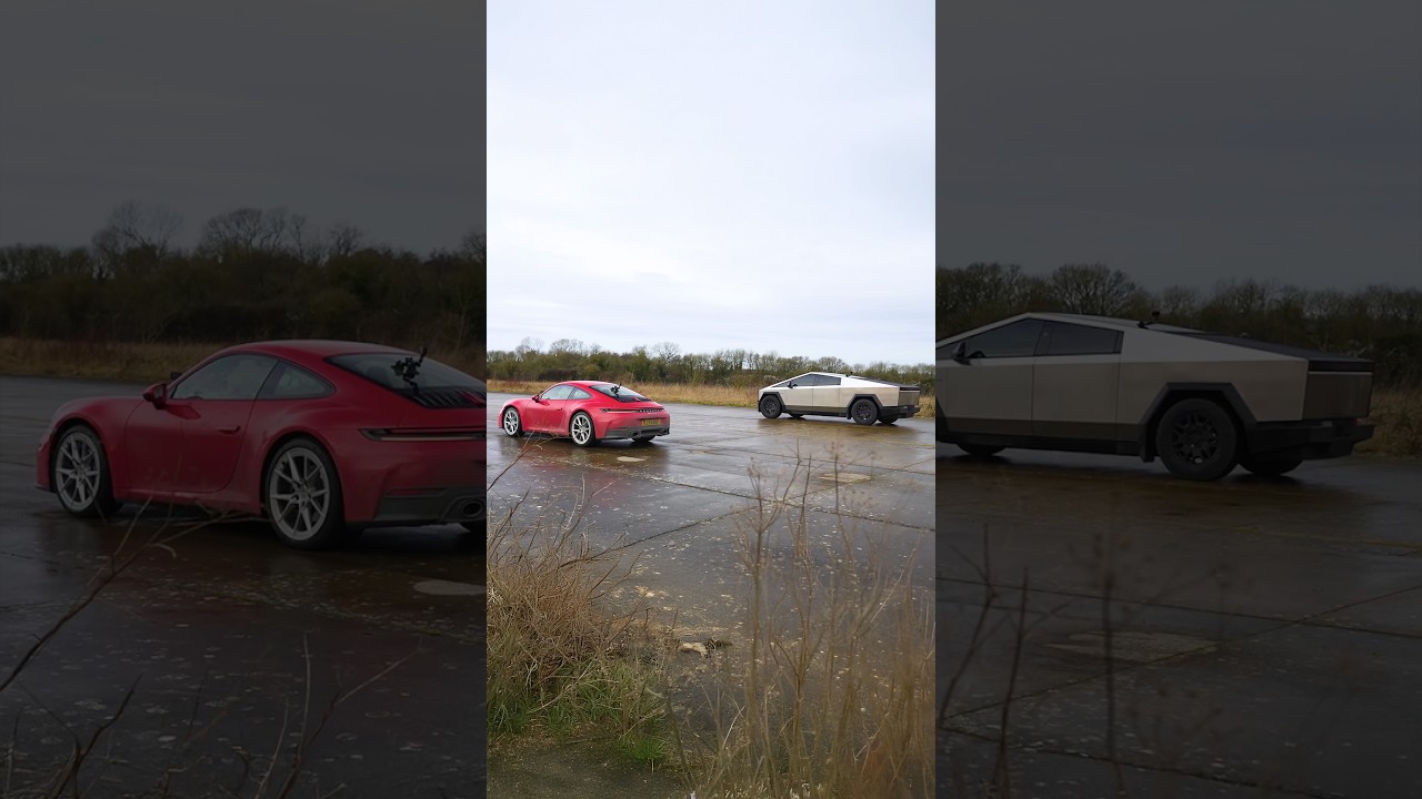 Porsche 911 Carrera vs Tesla Cybertruck Dual-Motor!