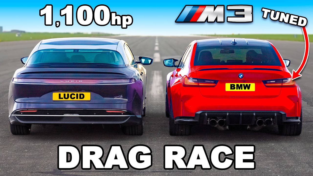 1,100hp Lucid Air v Tuned BMW M3: DRAG RACE