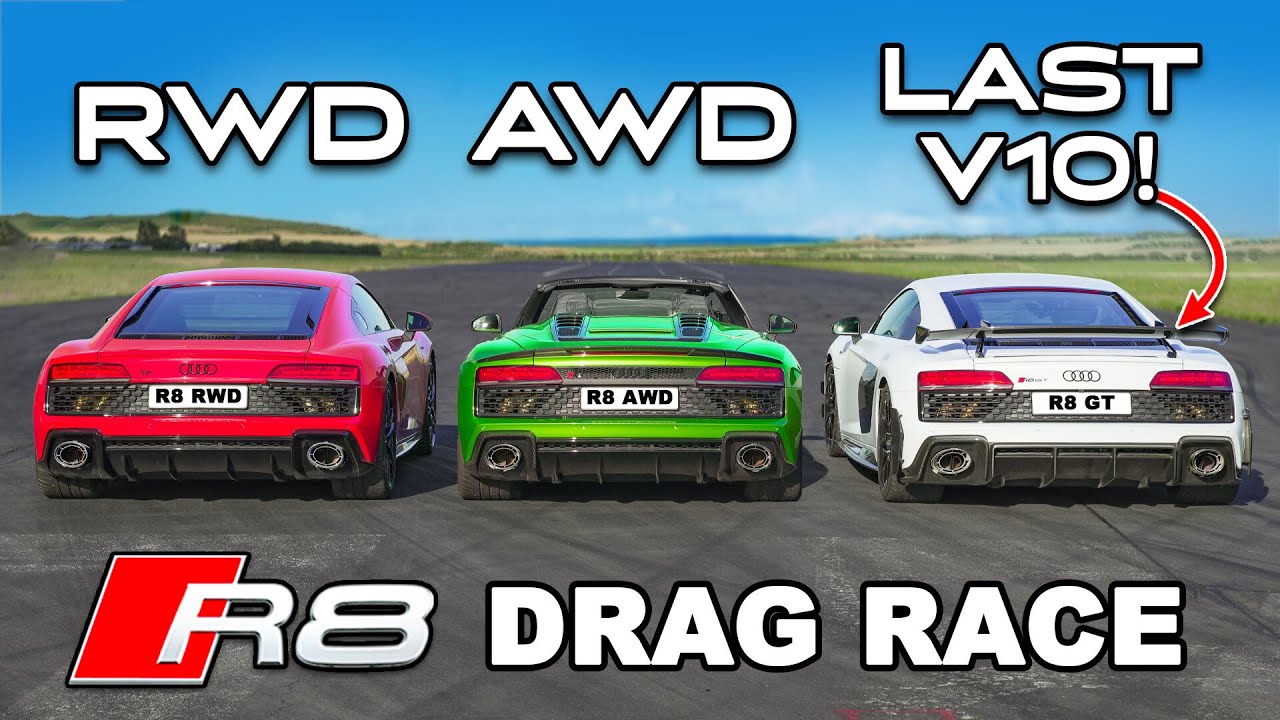 620hp Audi R8 GT v AWD R8 v RWD R8: DRAG RACE